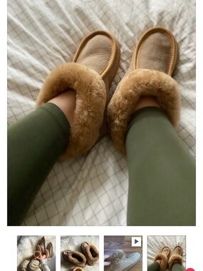 Plush Shearling-Lined Women’s Slippers in Chestnut